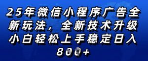 2025年微信小程序全新玩法纯小白易上手,稳定日入多张,技术全新升级,全网首发【揭秘】-资源云