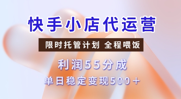 快手小店代运营3.0，模式新升级，收益55分，稳定单日5张【揭秘】-资源云