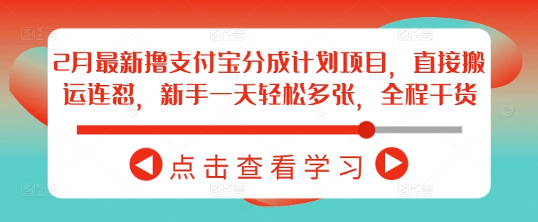 2月最新撸支付宝分成计划项目，直接搬运连怼，新手一天轻松多张，全程干货-资源云