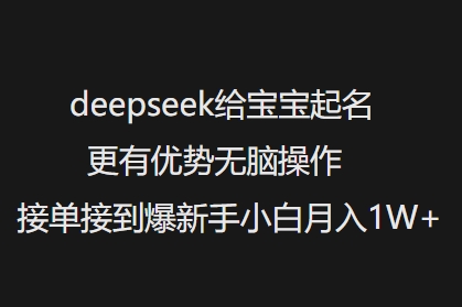 deepseek给宝宝起名更有优势无脑操作接单接到爆新手小白月入1W+-资源云