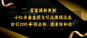小红书垂直图文引流课程流出,日引200+创业粉,速看防和谐-资源云