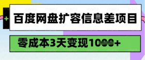 百度网盘扩容信息差项目,零成本,3天变现1k,详细实操流程-资源云