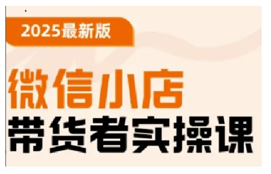 2025最新版微信小店带货者实操课，基础操作到高级运营技巧，快速上手-资源云