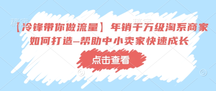 【冷锋带你做流量】年销千万级淘系商家如何打造–帮助中小卖家快速成长-资源云