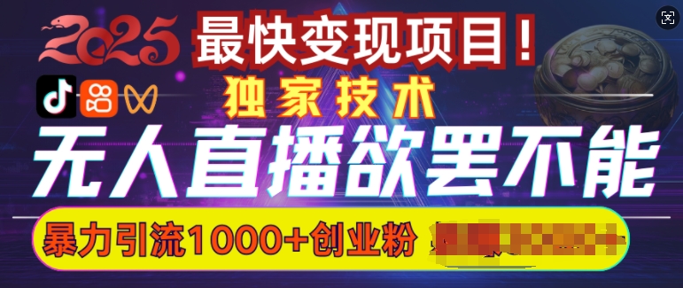 欲罢不能的无人直播引流，超暴力日引流1000+高质量精准创业粉-资源云