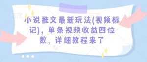 小说推文最新玩法(视频标记)，单条视频收益四位数，详细教程来了-资源云