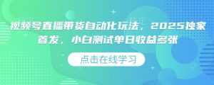 视频号直播带货自动化玩法,2025独家首发,小白测试单日收益多张【揭秘】-资源云