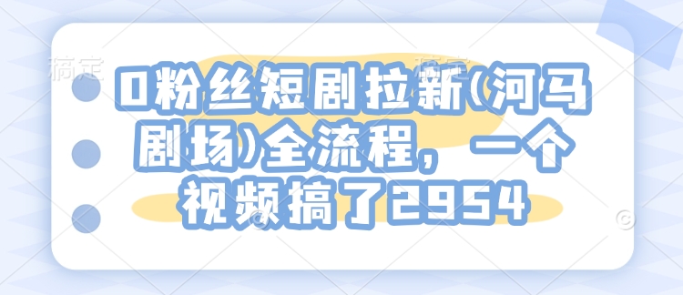 0粉丝短剧拉新(河马剧场)全流程，一个视频搞了2954-资源云