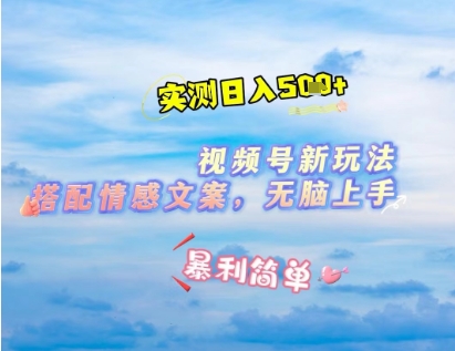 微信视频号最新玩法，表情包搭配情感文案，2分钟一条原创作品，简单好上手，轻松日入几张-资源云