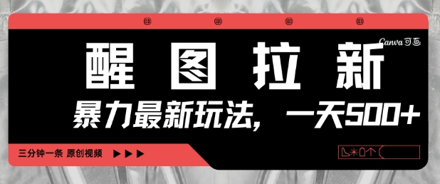 醒图拉新，暴力新玩法，光用手机三分钟制作一条视频，一天轻松5张-资源云