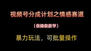 视频号分成计划之情感赛道暴力玩法,可批量操作,保姆级教学-资源云