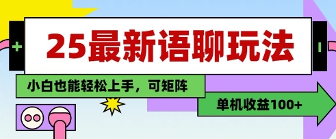 25年最新语聊玩法，纯手工，单机收益100+，小白也能轻松上手，可矩阵操作-资源云