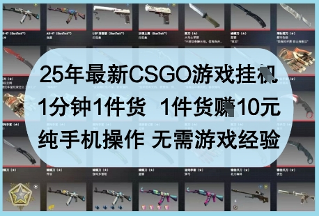 25年最新CSGO游戏挂G，1分钟1件货，1件货挣10元，纯手机操作，无需游戏经验【揭秘】-资源云