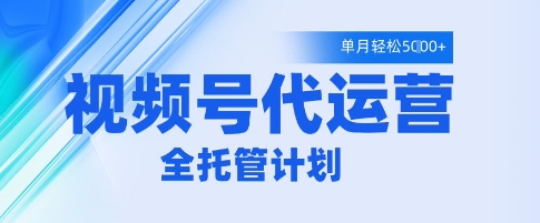 视频号代运营2.0，全程托管招募，单月轻松变现5k【揭秘】-资源云