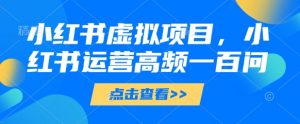 小红书虚拟项目,小红书运营高频一百问【文档】-资源云