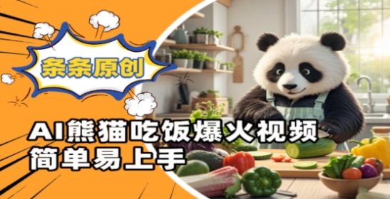 Ai熊猫吃饭爆火视频，条条原创，简单易上手-资源云