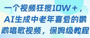 一个视频狂揽10W+点赞,AI生成中老年喜爱的鹦鹉唱歌视频,保姆级教程,轻松挣取创作者分成-资源云