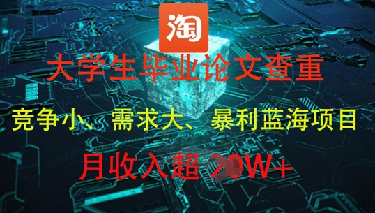 大学生毕业论文查重，暴利蓝海项目，月收入过1W+-资源云