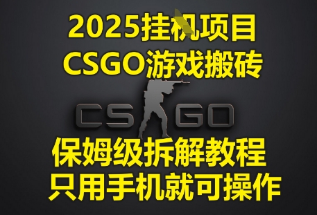 2025挂G项目，CSGO游戏搬砖，保姆级拆解教程，只用手机就可操作【揭秘】-资源云