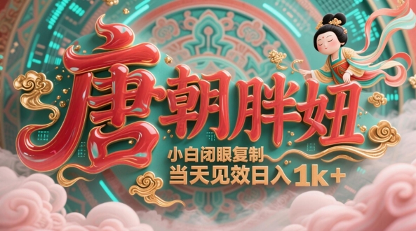 用AI克隆“唐朝胖妞”日更3条，平台疯狂推流，小白闭眼复制，当天见效，日入1k+-资源云