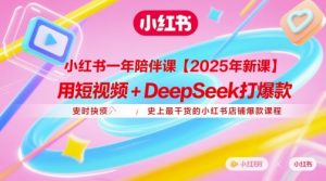 小红书一年陪伴课【2025年新课】,用短视频+deepSeek打爆款,史上最干货的小红书店铺爆款课程-资源云