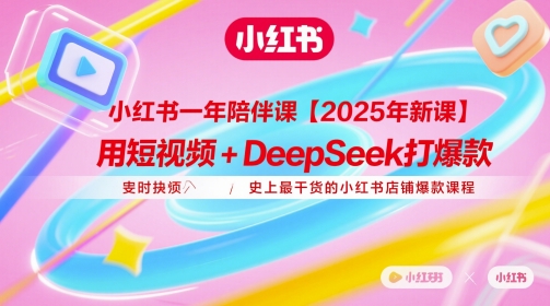 小红书一年陪伴课【2025年新课】，用短视频+deepSeek打爆款，史上最干货的小红书店铺爆款课程-资源云