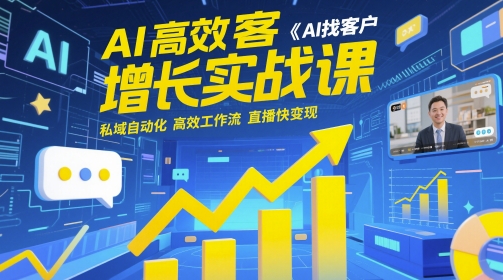AI高效获客增长实战课，​AI找客户 私域自动化 高效工作流 直播快变现-资源云
