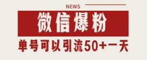 微信爆粉,私域暴力引流打法日引千粉 单号日进50+【揭秘】-资源云
