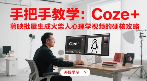 手把手教学：Coze + 剪映批量生成火柴人心理学视频的硬核攻略-资源云