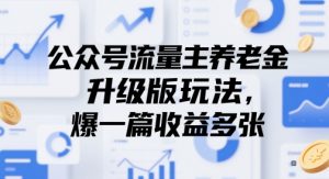 公众号流量主养老金升级版玩法,爆一篇收益多张-资源云