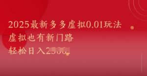 2025最新多多虚拟0.01玩法！虚拟也有新世界，轻松日入1k+-资源云