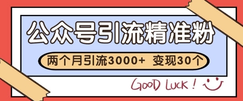 公众号精准粉引流玩法，2个月3000+精准粉，变现30个W【揭秘】-资源云