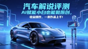 抖音汽车解说评测赛道，AI赋能小白也能做原创，收益爆炸，一条作品上千-资源云