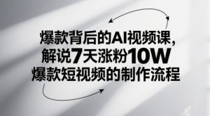 爆款背后的AI视频课,解说7天涨粉10W爆款短视频的制作流程-资源云