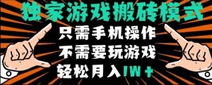 独家游戏搬砖模式,单手机即可操作,全自动挂机,无需玩游戏,月入1W+【揭秘】-资源云