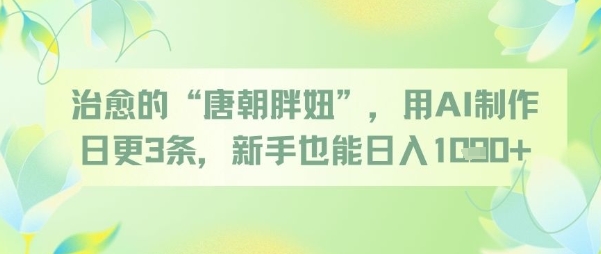 治愈的“唐朝胖妞”，用AI制作日更3条，新手也能日入多张-资源云