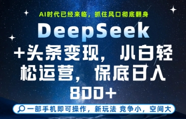 DeepSeek+头条变现，保姆级教学，小白轻松上手，日入8张+【揭秘】-资源云