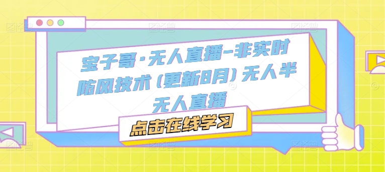 宝子哥·无人直播-非实时防风技术(更新25年5月)无人半无人直播-资源云