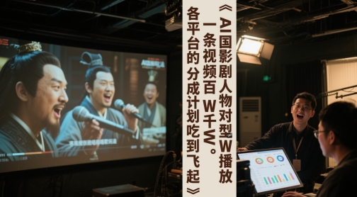 AI三国影视剧人物对口型唱歌玩法，一条视频百W千W播放，各平台的分成计划吃到飞起-资源云