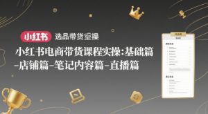 小红书电商带货课程实操:基础篇-选品篇-店铺篇-笔记内容篇-直播篇-资源云