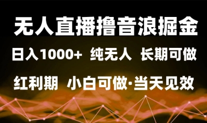 无人直播撸音浪掘金，日入1k+，纯无人红利期，小白可做，当天见效【揭秘】-资源云