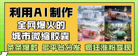 利用AI制作全网爆火的城市微缩胶囊，条条爆款， 多平台分发，疯狂涨粉变现-资源云