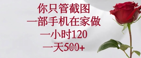 你只管截图，一部手机在家可以做，一小时120.一天5张+【揭秘】-资源云