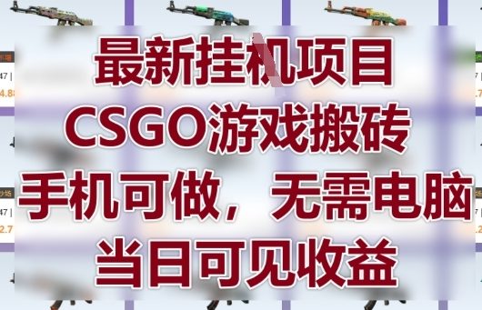 最新挂G项目，CSGO游戏搬砖，手机可做，无需电脑，当日见收益【揭秘】-资源云