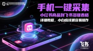 手机一键采集小红书商品到飞书多维表格，详细教程，小白应该很容易操作-资源云