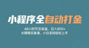 小程序全自动打金,48小时可见收益,日入多张,长期稳定靠谱,小白宝妈轻松上手【揭秘】-资源云