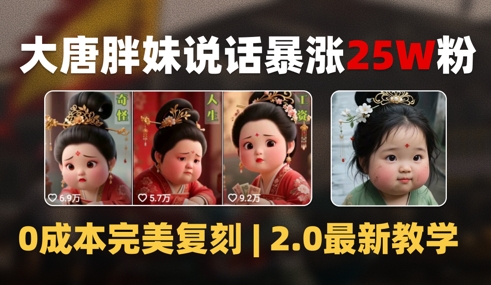 AI大唐胖贵妃说话2.0，40条视频暴涨40w粉，附独家变现攻略-资源云