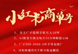 小红书商单号,AI轻松制作PLOG图文,商单接到手软3张-3k一条,每天轻松十分钟,矩阵n个账号,月入几个W-资源云
