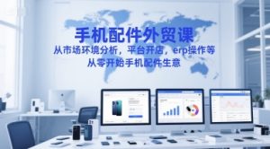 手机配件外贸课,从市场环境分析,平台开店,erp操作等,从零开始手机配件生意-资源云