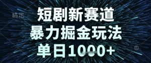 短剧新赛道,暴力掘金玩法,单日1k+【揭秘】-资源云